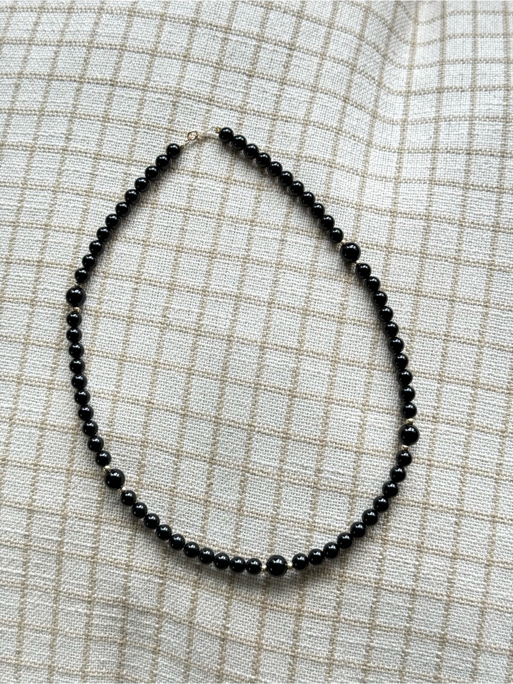 14K gold black onyx bead necklace
